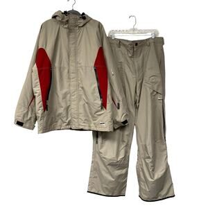 Vintage Twist Mens Size L/XL Tan Red Snowboard Suit Set